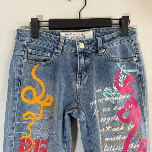 Vintage 90s Blue Paint Graffiti Jeans💥💥 - Picture 3 of 5